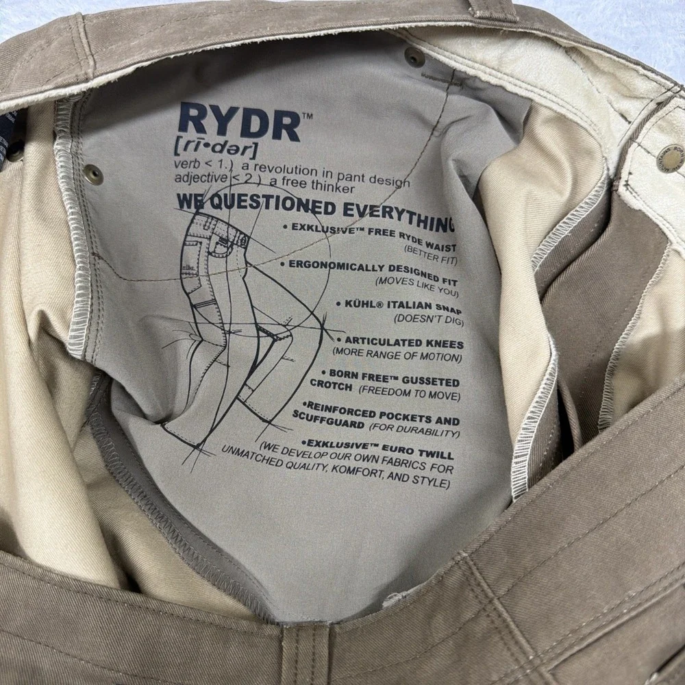 Kuhl RYDR Pants Men's 40X32 Brown Everyday Casual Outdoor Stretch Work Jeans